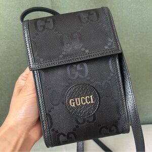 Gucci Gg Mongram Nylon Off The Grid Crossbody Bag Black